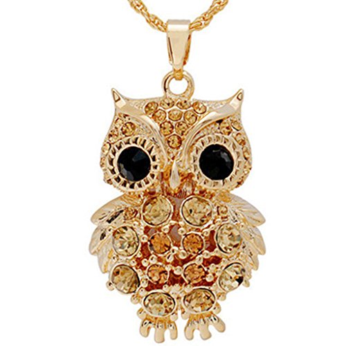 gazechimp Colar De Pingente De Cristal Bonito Rhienstone Coruja Animal Camisola Longa Corrente De Ou