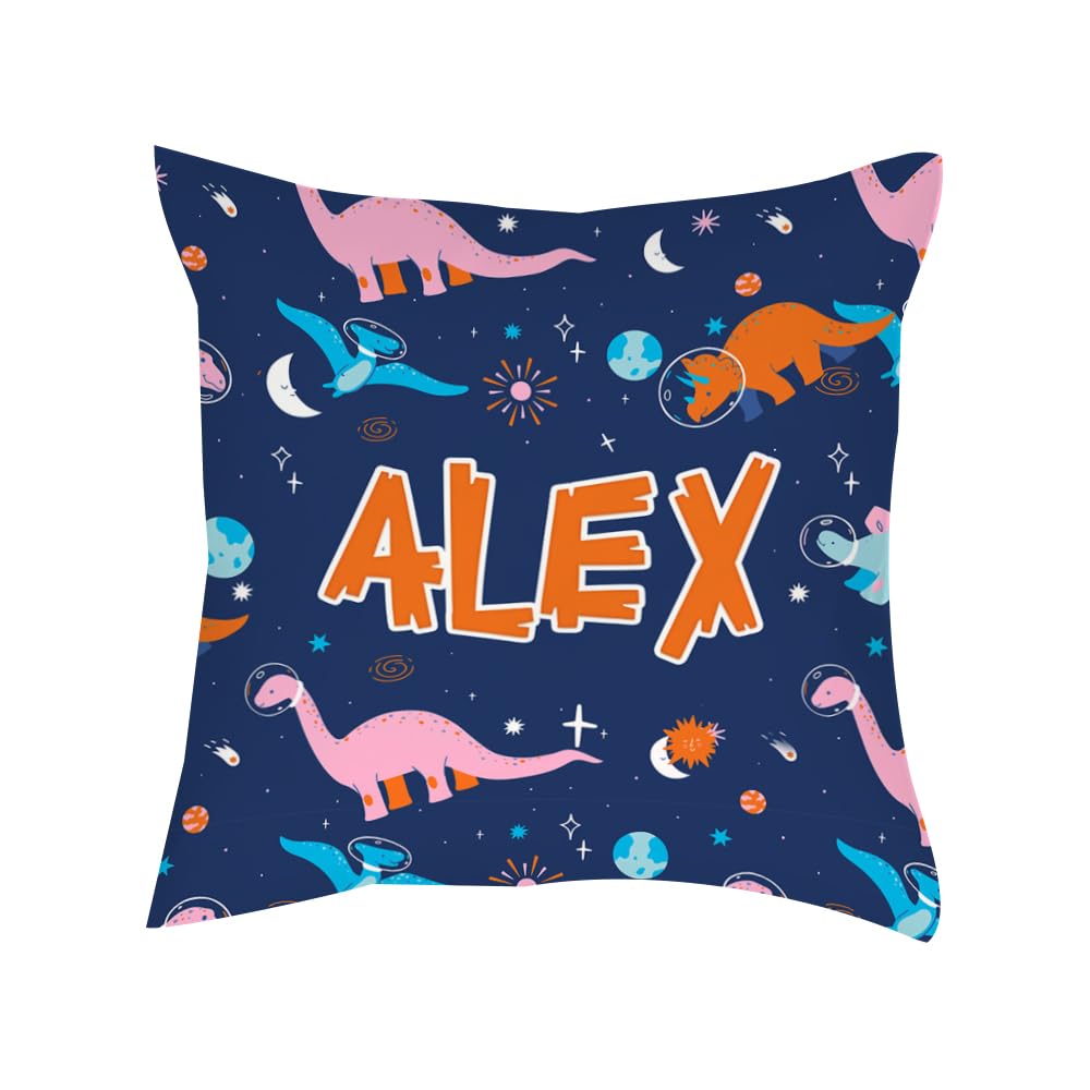 Getagift Personalised with ANY NAME Dinosaur Cushion, Animal Theme, Sofa decor Home Décor, Satin Throw Pillow/Cushion. (Satin Cushion Cover With Insert)