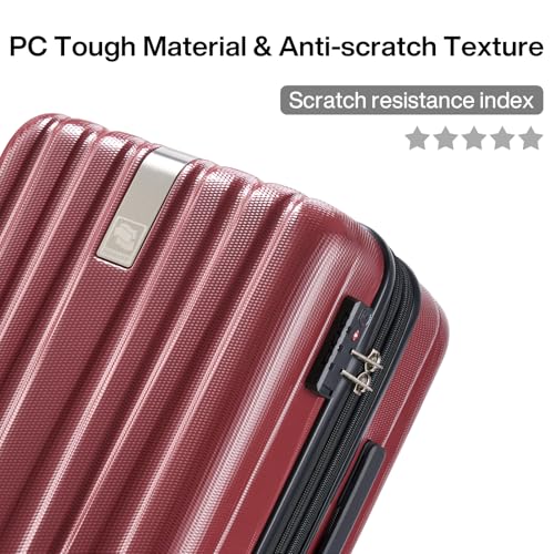Image of Hanke 14 Inch Underseat Carry On Luggage with Wheels Hard Shell Suitcases Lightweight Small Luggage for Weekender Mini Suitcase Carry On Bag Travel Luggage for Travel Rolling Suitcase.(Burgundy)