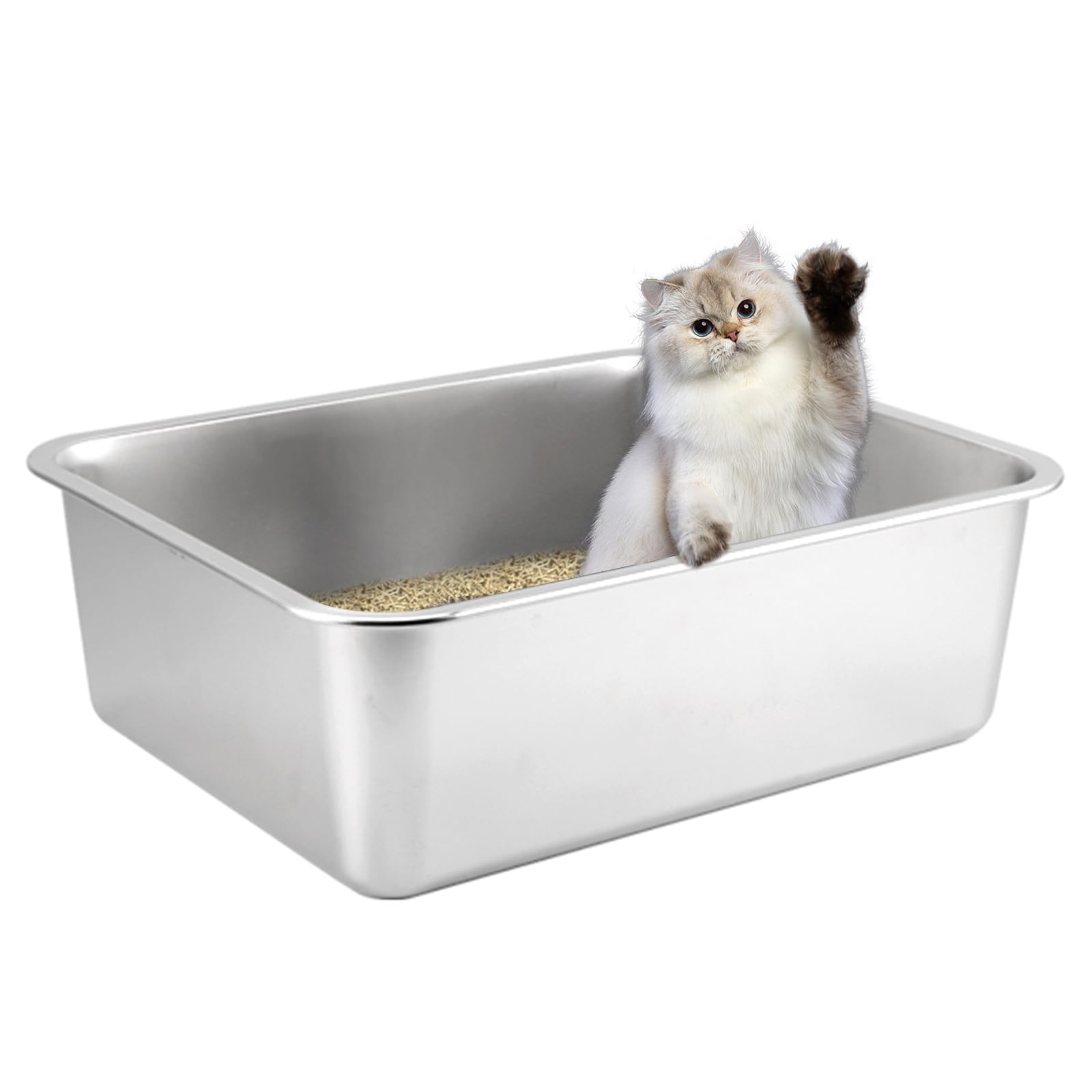 Cat Litter Tray Litter Tray Cat Litter Box, Rustproof Never Absorbs Odors Easy to Clean For Cats Rabbits (19.5"L×13.6"W×5.9"H)