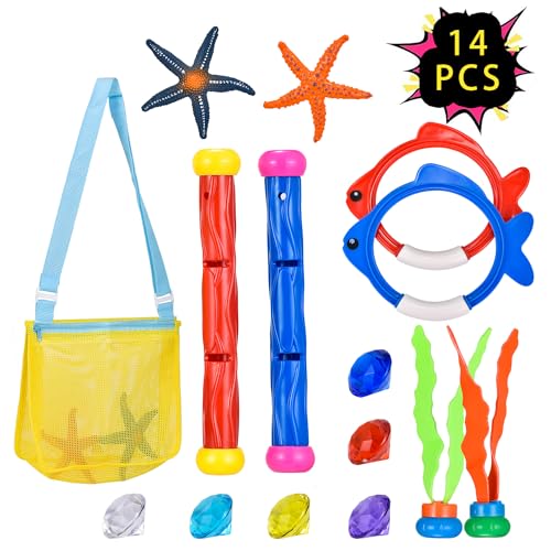 Lot De 24 Jouets De Plongée Pour Piscine – Sirènes, Anneaux, Torpilles Avec Sac De Transport Lot De 24 Jouets De Plongée Pour Piscine – Sirènes, Anneaux, Torpilles Avec Sac De Transport