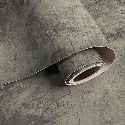 VaryPaper Vintage Grey Concrete Look Wallpaper Peel and Stick 40cmx800cm Cement Contact Paper Removable Sticky Back Plastic Roll for Kitchen Worktop Covering Wall Paper for Bathroom Splash Back Garage Cover