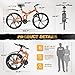 MarKnig 26 Inch Adult Folding Bikes/Mountain Bikes, 21 Speeds Mountain Bicycles with Full Suspension, Dual Disc Brake, High Carbon Steel Frame, Foldable Bike for Men/Women HM-Orange