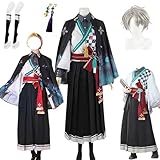 [QINGCHENG]甲斐田晴 コスプレ衣装 かいだはる 浴衣 和服風 バーチャルYouTuber VTuber 靴下＋イヤリング付き ウィッグ追加可能 仮装 変装 ステージ服 豪華版コスチューム (衣装＋ウィッグ+イヤリング, M)