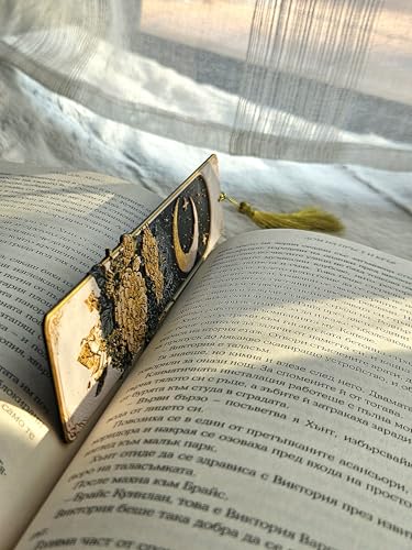 Image of 2 Pack MoonBloom Aesthetic Bookmark with Tassel | Crescent Moon & Floral Design | Page Markers for Books | Gift for Book Lovers, Readers, Girls | Durable Bioplastic