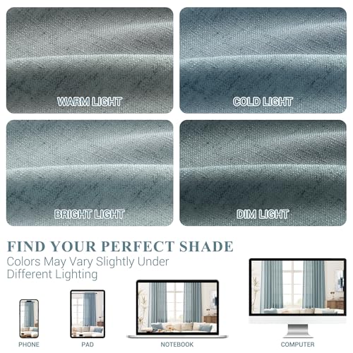 Image of Joywell Extra Long Linen Curtains 108 Inches for Living Room Light Blue