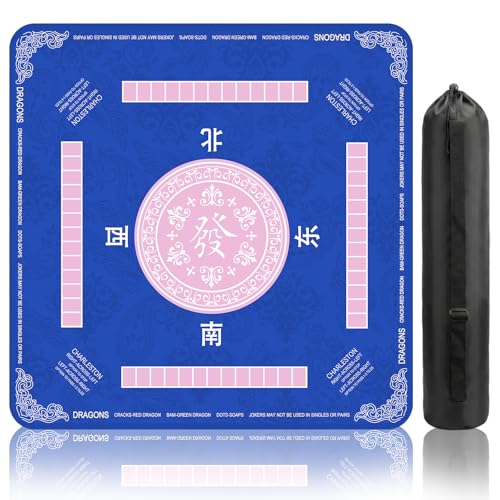HEIFAM Navy Blue Mahjong Mat (31.5X 31.5 in), Non-Slip Noise Reduction