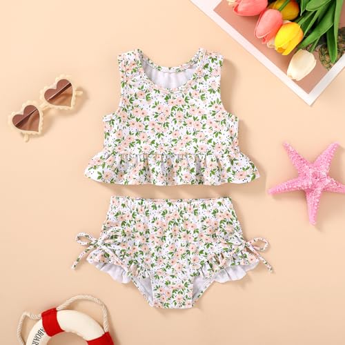Image of HAPPYMA Baby Swimsuit Toddler Girl Bathing Suit Summer Stripe Bikini Set Beach Two Piece Swim Wear