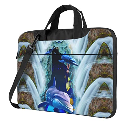 Housse sacoche pour ordinateur 15.6 inch dauphin et sac bandoulière PC portable