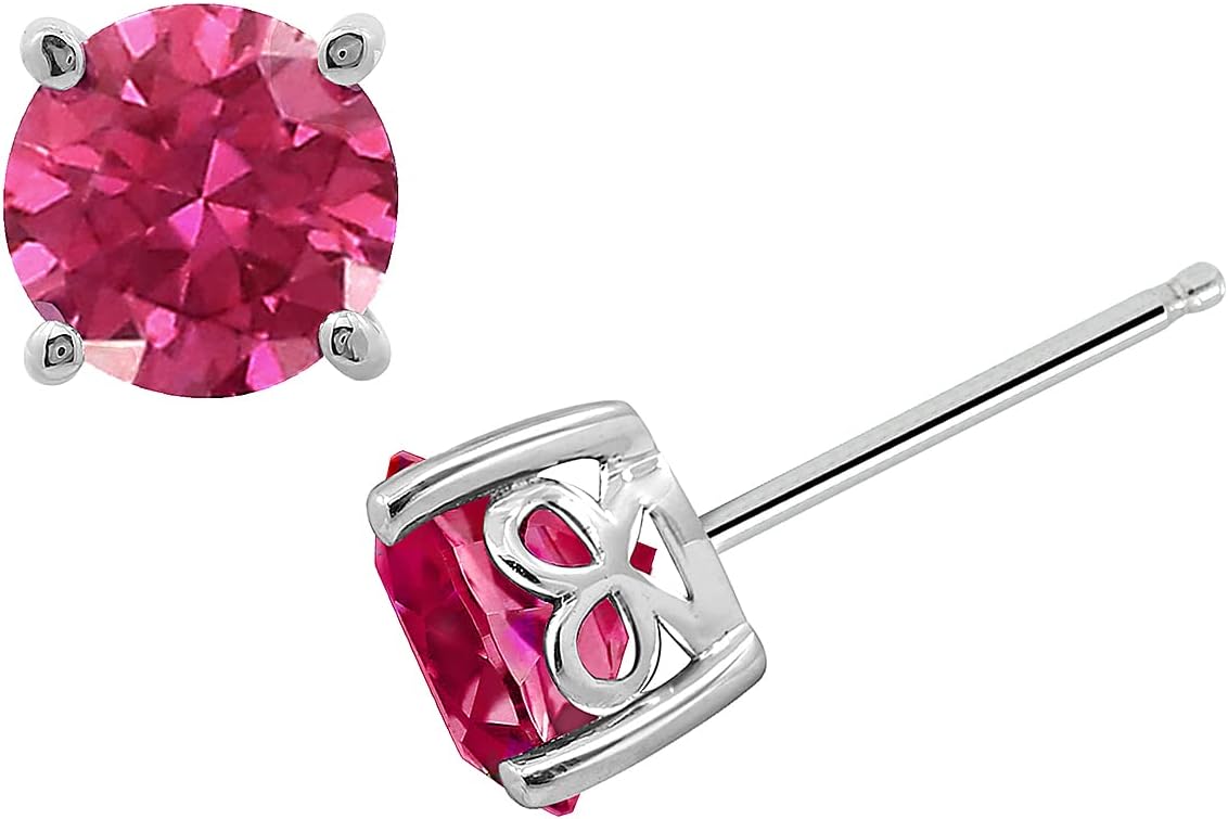 Yellow Gold Plated, Platinum or Rose Gold Plated Sterling Silver Infinite Elements Cubic Zirconia Stud Earrings | White, Blue, Green, or Pink Cubic Zirconia