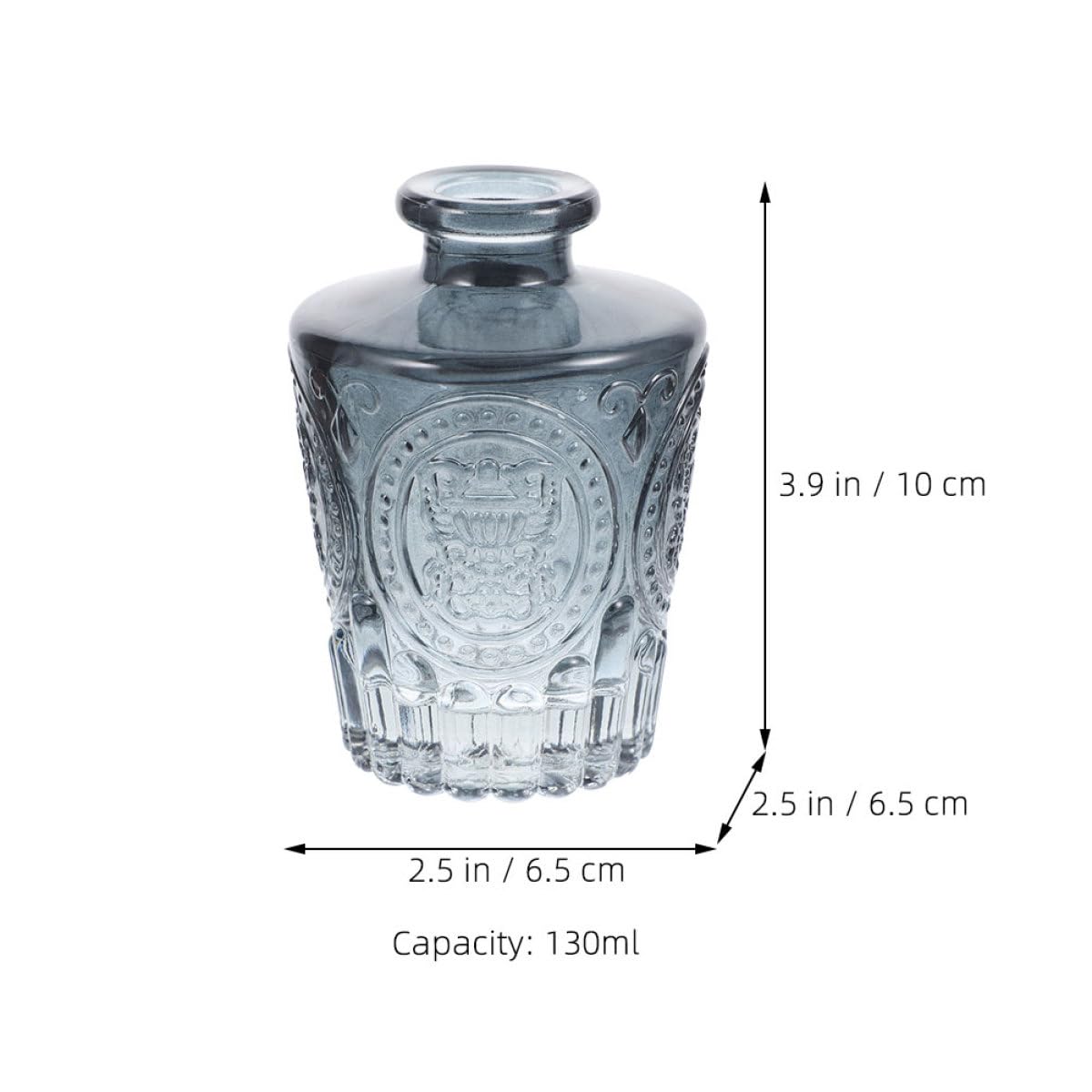 Sosoport Lot de 4 Flacons Diffuseurs en Verre Sculpté de 130 ML, Rechargeables pour Huiles Essentielles, Couleur Grise, pour Maison et Bureau, Diffusion D'arôme Solide et Décoration