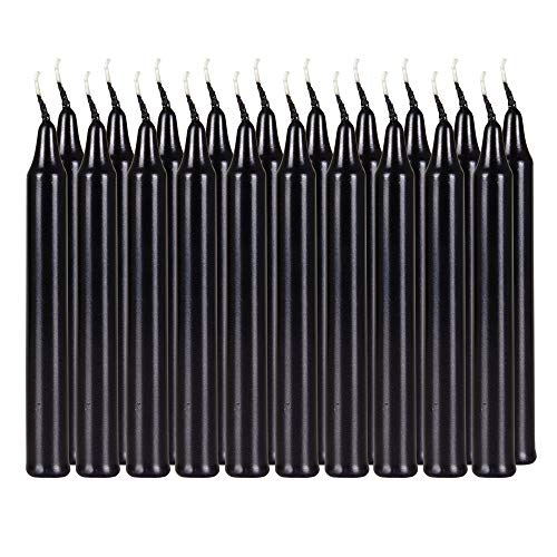 Mega Candles 20 pcs Unscented Metallic Black Mini Taper Candle, 4 Inch Tall x 1/2 Inch Diameter, Great for Casting Chimes, Rituals, Spells, Vigil, Witchcraft, Wiccan Supplies, Wax Play & More