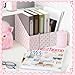 AmazingSpark Set of 4 Pink Bow Magazine File Holder Decorative Foldable Cardboard Magazine Storage Boxes with Acrylic Label Holders Coquettish Boho Organizer for Office Home Organization Storage