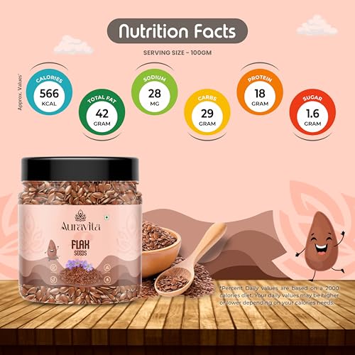 Image of Auravita Premium Flax Seeds 250 Gram Natural Raw Flax seeds for Eating High Dietary Fiber Alsi Seeds Rich in Magnesium