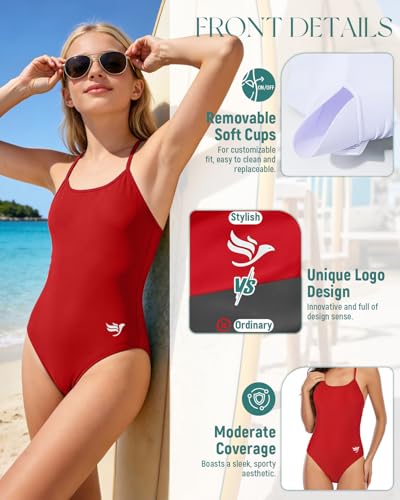 Image of Century Star Women Athletic One Piece Swimsuits-2026 Training Bathing Suits for Teens Juniors