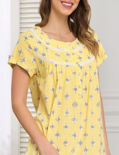 IZZY + TOBY Nightgowns for Women Knit Cotton Night Dress Soft Short Sleeve Ladies Gowns2