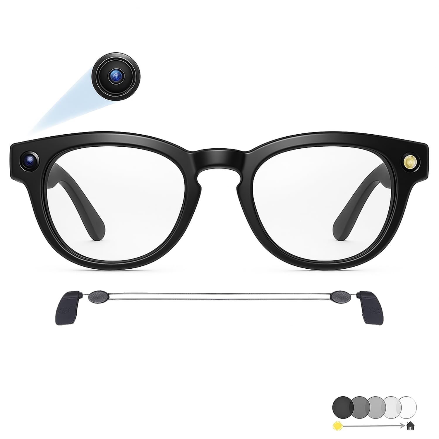 AI Smart Glasses with 4K Camera Photo Record Sunglasses for Travel Sports Daily Use Photochromic Lenses Hands-Free Call