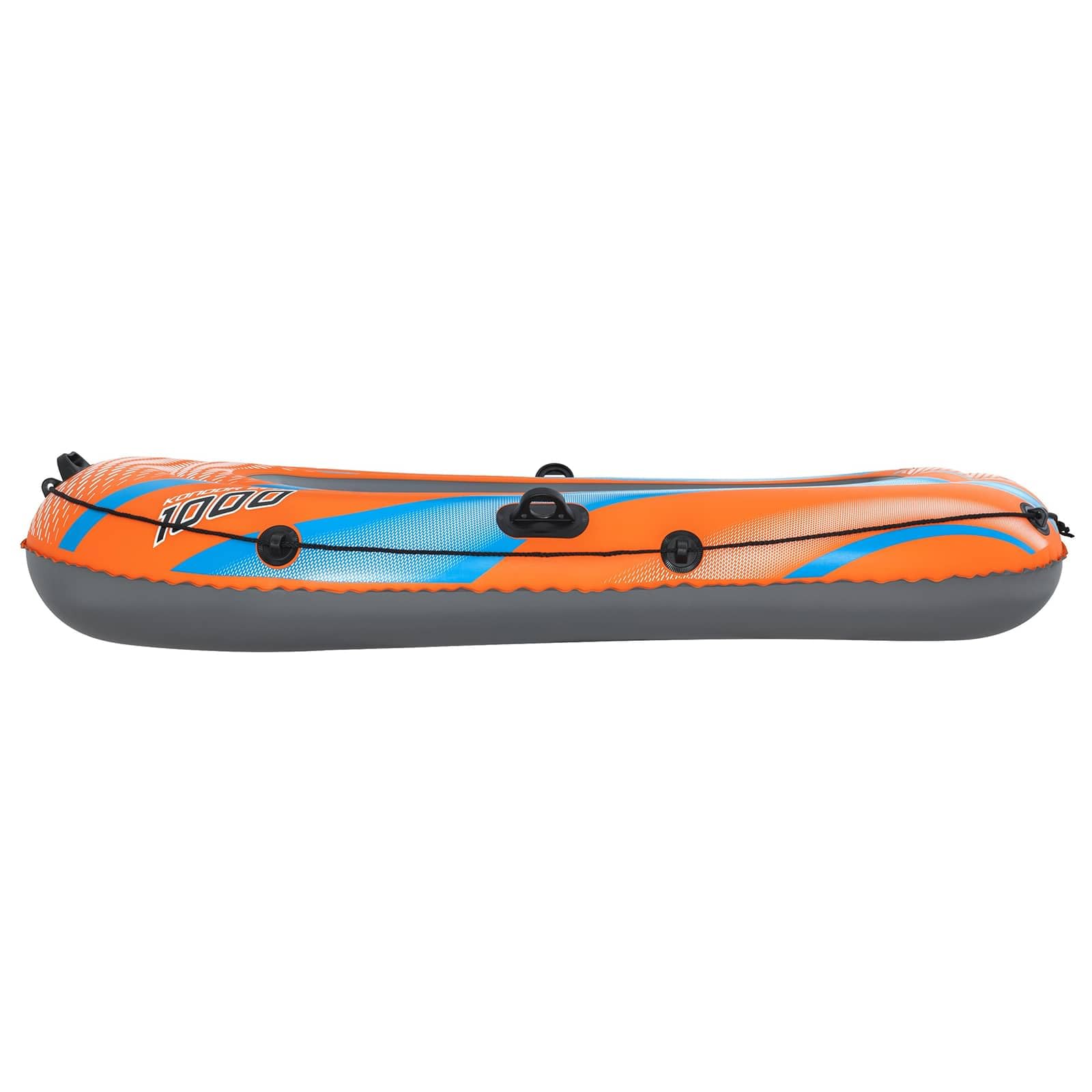 Bateau Gonflable en PVC Orange 162 x 96 cm léger, Durable, idéal pour Loisirs Nautiques en lac, rivière ou mer, Facile à Transporter, avec Accessoires de Propulsion, pour Aventures Estivales