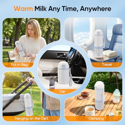 Chauffe-biberon portable de 500ml avec batterie et température réglable pour bébé