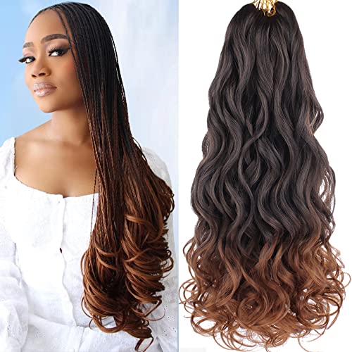 Xtrend 8 Packs French Curly Braiding Hair 18 Inch Pre Stretched Curly Braiding Hair Synthetic Hair Extensions For Women Yaki Texture Bouncy French Loose Wavy Curly Braiding Hair(18 Inch,T30#)