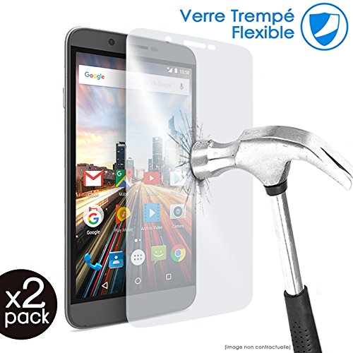 KARYLAX - Protection d'écran en Verre Fléxible, Dureté 9H, Anti-Rayures, Film Protecteur pour Smartphone Archos Diamond Omega (Pack x2)