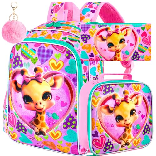 Image of 16 inch Backpack for Girls Boys 4-8, 3Pcs Kids Bookbag Set with Lunch Box, School Bag for Preschool Kindergarten