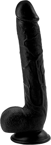 10 inch Long Realistic Dildo, Big Lifelike Huge Dildos with Strong Suction Cup for Hand-Free Play Vagina G-spot Anal Simulate, Brown Black Penis Adult Sexy Toy for Women (Black) - Black
