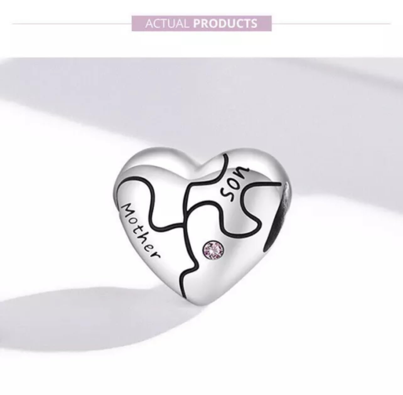 Ciondolo madre figlio perlina puzzle mamma autentico argento sterling 925 compatibile bracciale