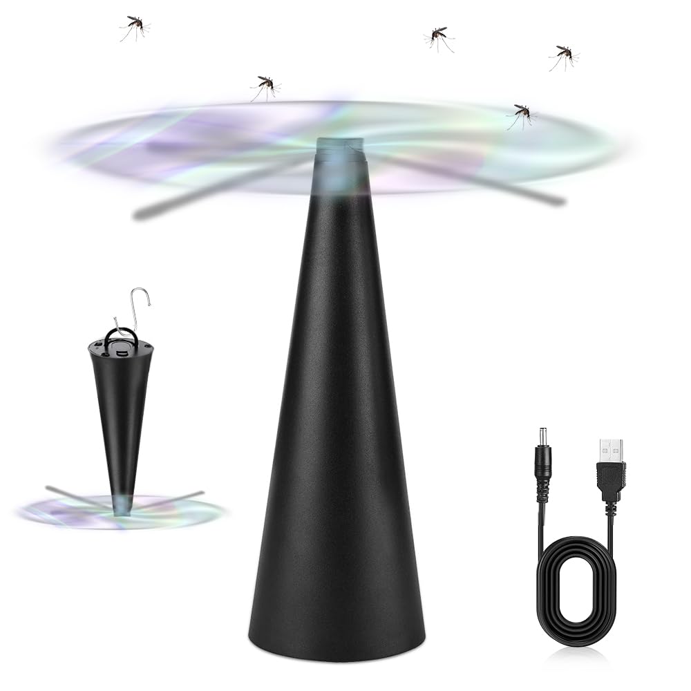 mizikuu Fly Fans for Tables, USB Powered Rechargeable PortableFly Repellent Fan Food Bug Fans for Restaurants, Picnic, BBQ, Camping (Black)