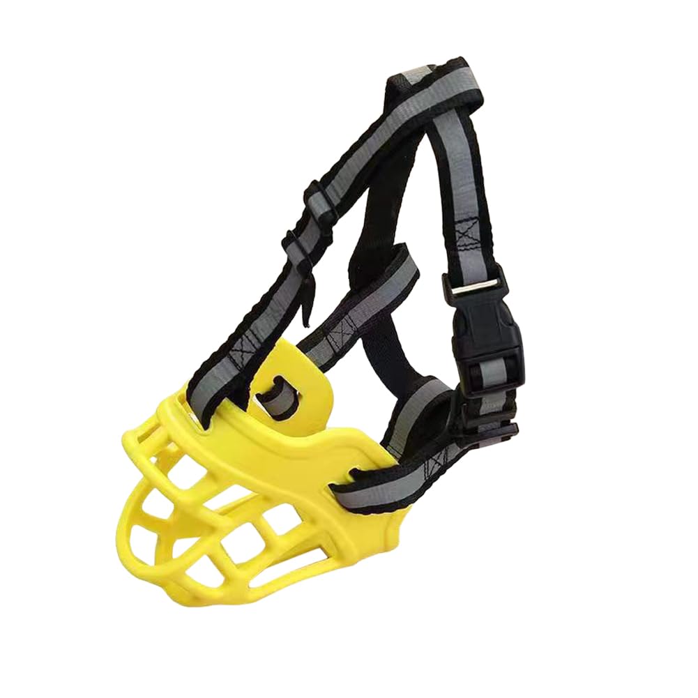 NALEINING Bozal para perro, antimordeduras y antiladridos, bozal profesional para perros grandes, medianos y pequeños (XXL, amarillo)