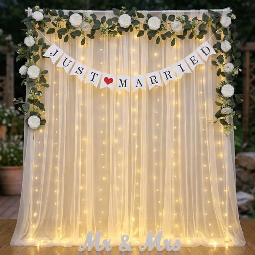 Lumina Garden 5 Pcs Just Married Decorations Kit, All-in-one Wedding...