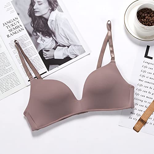 Bra woman bra bra with bra with adjustable shoulder strap underwear woman B cup (Color : QISHI, Size : Coffee)