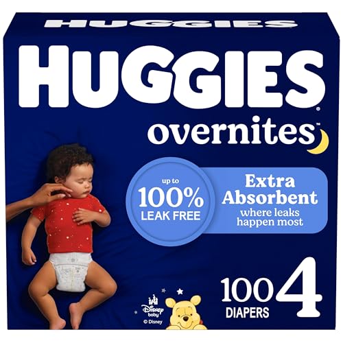 Image of Huggies Size 4 Overnites Baby Diapers: Overnight Diapers, Size 4 (22-37 lbs), 100 Ct, Packaging May Vary