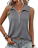 Vivilli Summer Tank Tops for Women, Sleeveless Tops Spring Top Fashion Clothing Business Casual Outfits Women's Polo Shirts Dressy Work Blouses 2025 Golf Shirts Grey L