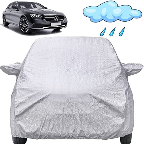 Image of E220d Waterproof Car Cover with Mirror Pockets, Shinning Silver Design, Non Woven Fabric,Triple Stitched, Compatible with Mercedes-Benz E220d Car Cover (All Models), E220d Car Accessories