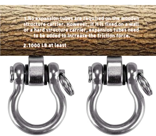 YTLX 2 Sets Screw Swing Brackets Hangers Heavy Duty 1200 lb Capacity Anti-Rust 304 Stainless Steel, 180° Swing Hooks Hardware Accessories for Playground Yoga Hammock Punching Bag Porch Hanging Chair