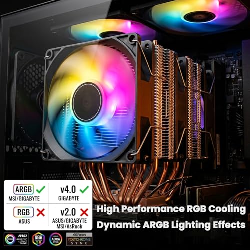 Image of ZORBES Triple Fan CPU Air Cooler with 6 Heat Pipes, 3x120mm ARGB Fans, High Performance Tower Cooler for Intel LGA 115X /1200 /1700 /1851 & AMD AM4 /AM5, RGB PC Cooling System