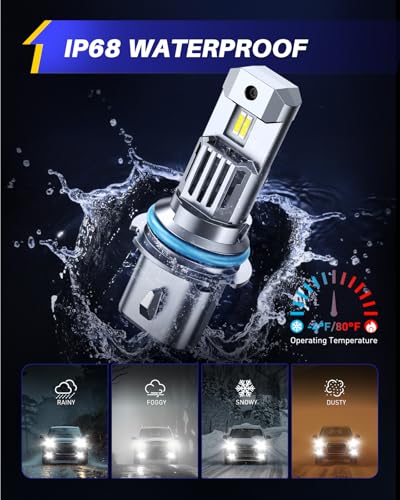 Image of AUTOONE 9007 LED Bulbs, 70000LM HB5 Light Replacement 1:1 Halogen Size Fog Lights, Plug-N-Play, IP68 Waterproof