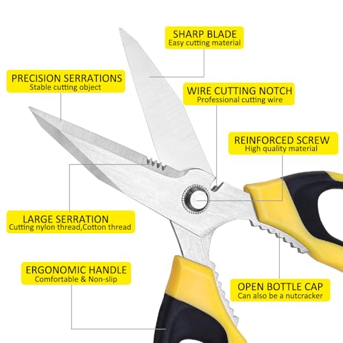 Iedetok Utility Scissors Heavy Duty, Ultra Sharp Blade Shears With Protective Case, Multipurpose Stainless Steel Scissors For Cutting Cardboard thumb #1
