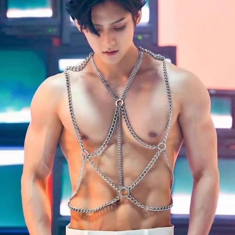 Men Body Chest Belt for Men Adjustable Leather Belts with Buckles Rave Costume Sexy Punk Chest Belt Clubwear Costume3