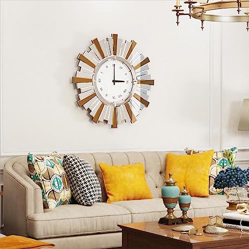 24 inch Sunburst Bling Mirrored Wall Clock product image