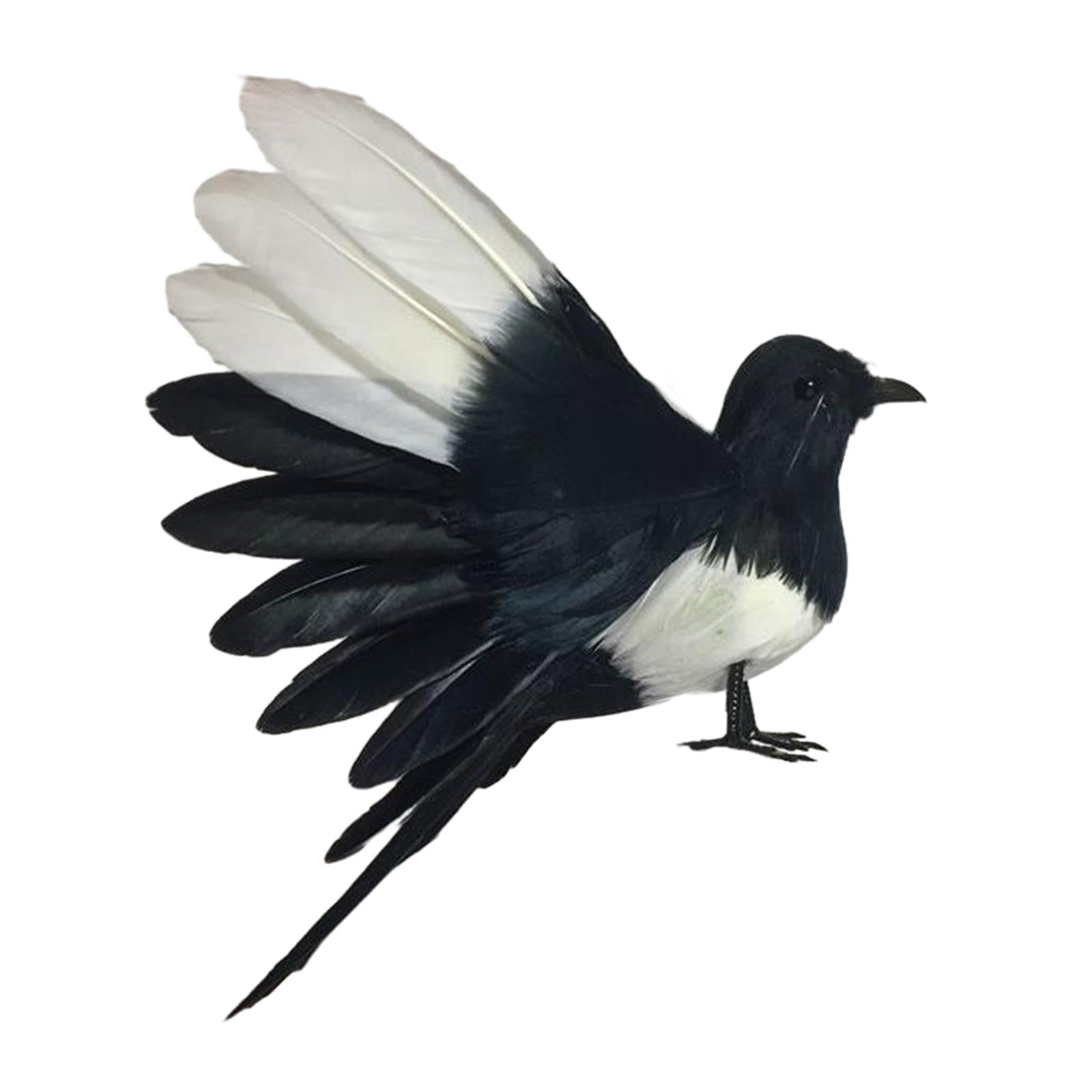 LOVIVER Magpie Simulation Bird, Artificial Bird Animal Bird Statue, Artificial Feather Model for Photography Prop Home Decor, 18cm Spread