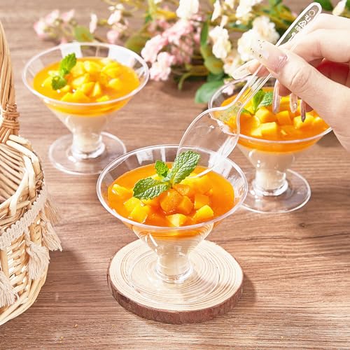 Toflen 40 Pack Plastic Martini Glasses 5 Oz Mini Dessert Cups With Spoons Reuasble Cocktail Shooters Clear Short Stem Shot Glasses For Party Wine thumb #4
