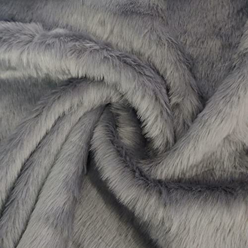 Tissu imitation fourrure de luxe gris argenté pour une couture raffinée
