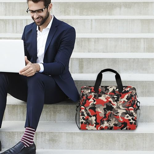 Maletín para portátil 15.6 pulg con asa y correa rojo camuflado miniatura 3