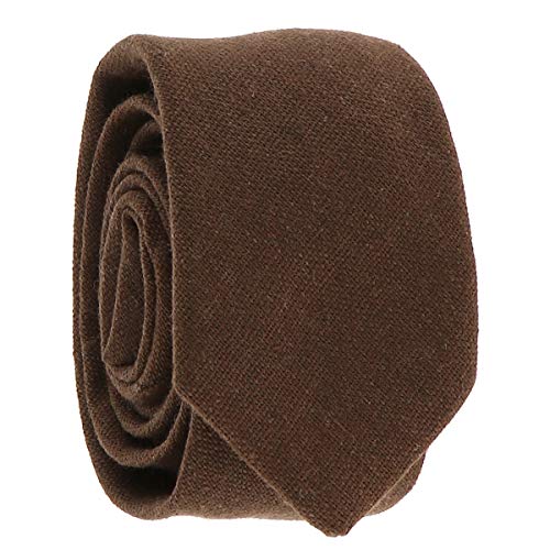 Cravate Coton Marron - Cravate Homme Tissu Mat - Coupe Ajustée Moderne : 6cm à la pointe - Look Tendance Mariage ou Business