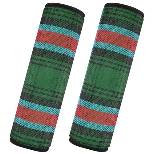 Image of Seat Belt Cover Pad 2 Pcs Soft Seat Strap Cover Cute Protector Support Head Neck Shoulder for Car Seats High Chair Backpack (10x7.7in) Plaid