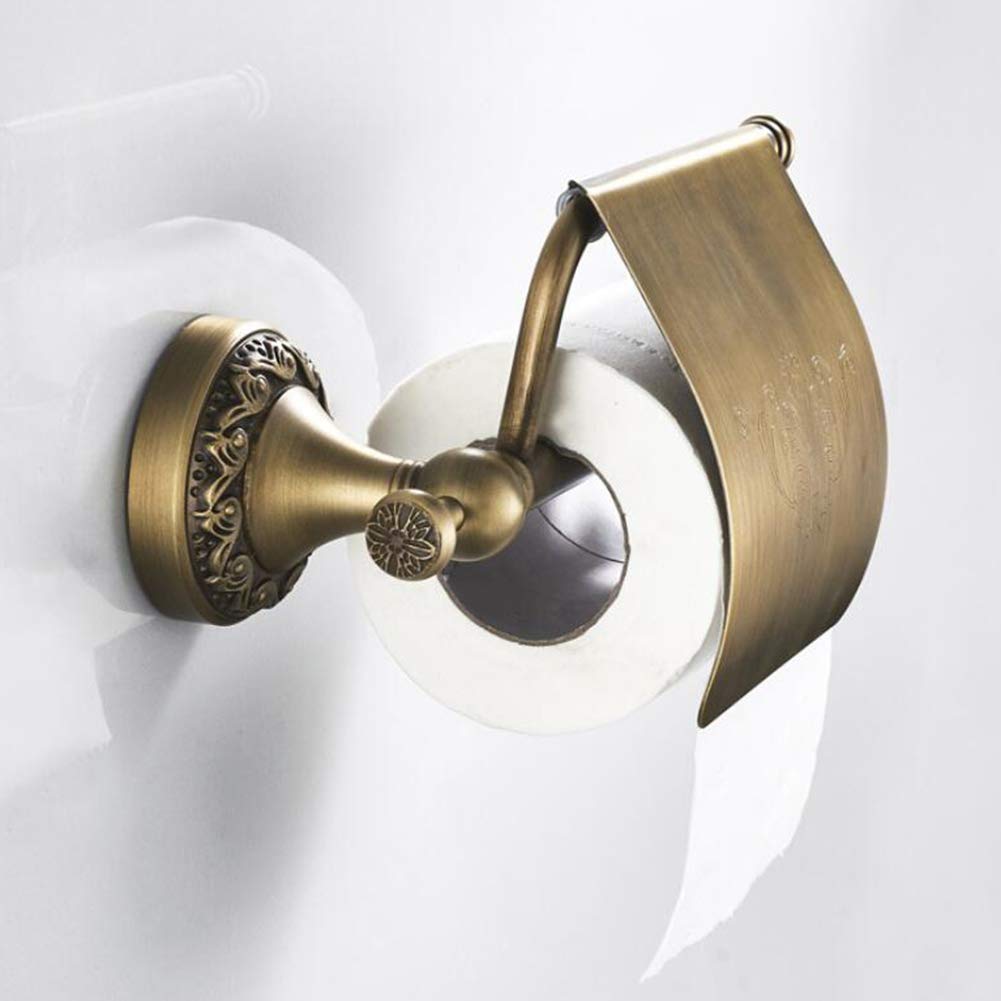 Antik Toilettenbürstenhalter mit Bürste und Keramik Becher WC-Bürstenhalter Klobürstenhalter aus Messing - zur Wandmontage Bohren