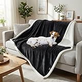 Kritter Planet Dog Blankets for Large Dogs, Soft Fluffy Fleece Pet Blankets for Couch, Sofa, Dog Beds, Car Seats, Creat, Washable, 50x60 inches, Black