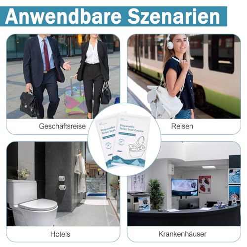 Toilettenauflage, Toilettensitzbezug Toilet Seat Cover, 50 Stück Einweg Toilettenauflage, Wasserlöslich, Toilettensitz Papierauflage Spülbarer, für Reisen, Geschäftsreise(46x38)